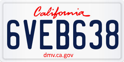 CA license plate 6VEB638