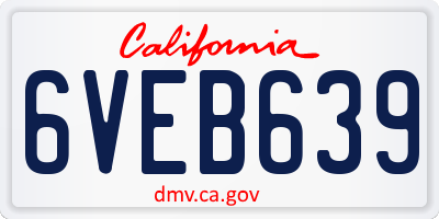 CA license plate 6VEB639