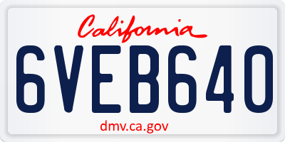CA license plate 6VEB640