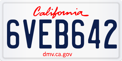 CA license plate 6VEB642