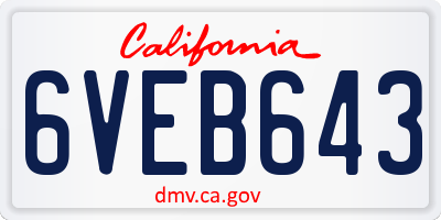CA license plate 6VEB643