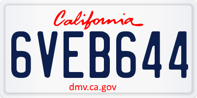 CA license plate 6VEB644