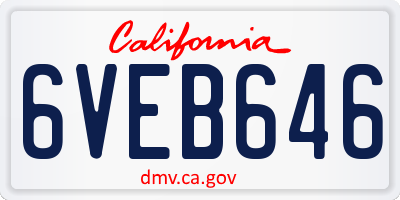 CA license plate 6VEB646