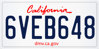 CA license plate 6VEB648