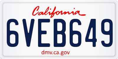 CA license plate 6VEB649