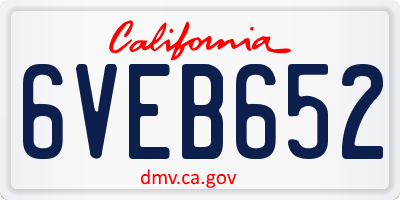 CA license plate 6VEB652
