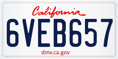 CA license plate 6VEB657