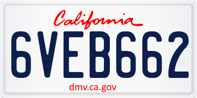 CA license plate 6VEB662