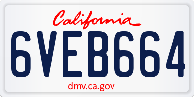 CA license plate 6VEB664
