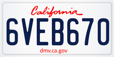 CA license plate 6VEB670