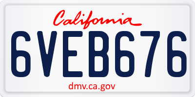 CA license plate 6VEB676