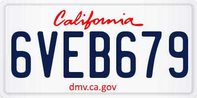 CA license plate 6VEB679