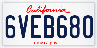 CA license plate 6VEB680