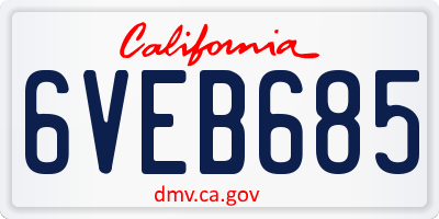 CA license plate 6VEB685