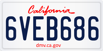 CA license plate 6VEB686