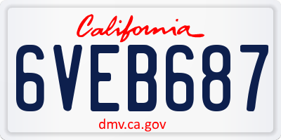CA license plate 6VEB687