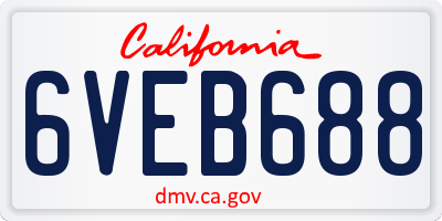 CA license plate 6VEB688