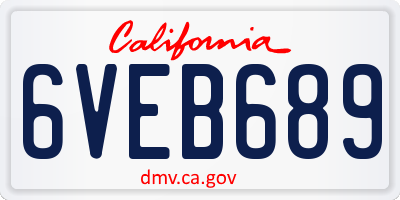 CA license plate 6VEB689