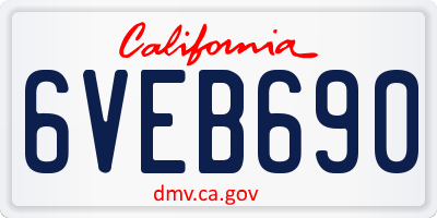 CA license plate 6VEB690
