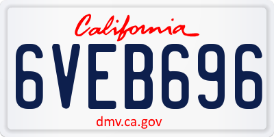 CA license plate 6VEB696