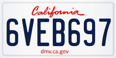 CA license plate 6VEB697