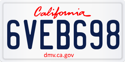 CA license plate 6VEB698