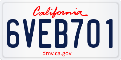 CA license plate 6VEB701