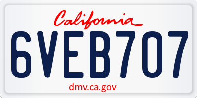 CA license plate 6VEB707