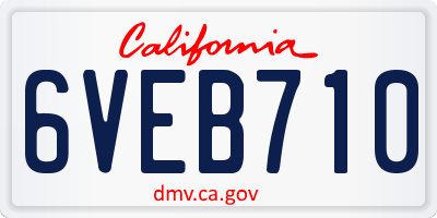 CA license plate 6VEB710