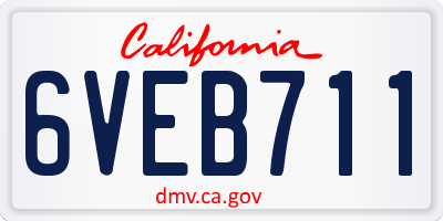 CA license plate 6VEB711