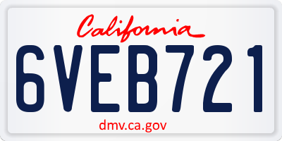 CA license plate 6VEB721
