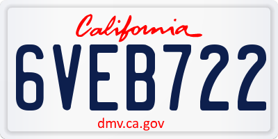 CA license plate 6VEB722