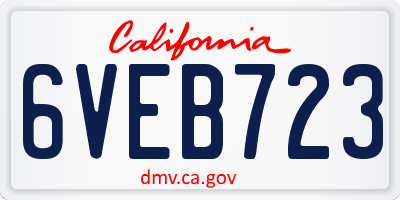 CA license plate 6VEB723