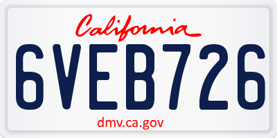 CA license plate 6VEB726