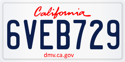 CA license plate 6VEB729