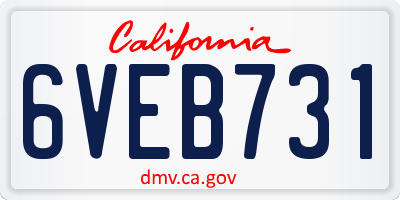 CA license plate 6VEB731