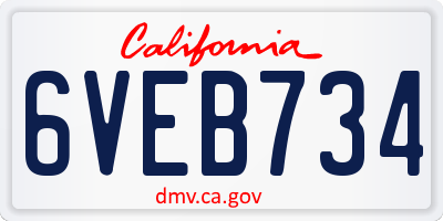 CA license plate 6VEB734