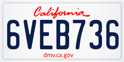 CA license plate 6VEB736