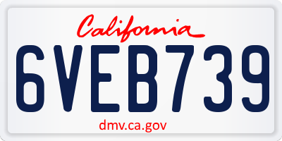 CA license plate 6VEB739