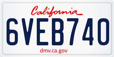 CA license plate 6VEB740