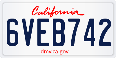 CA license plate 6VEB742