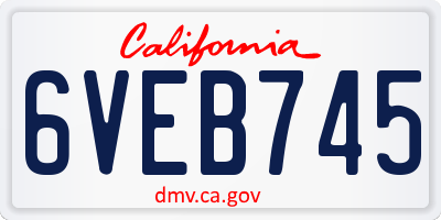CA license plate 6VEB745