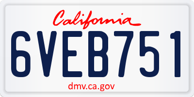 CA license plate 6VEB751