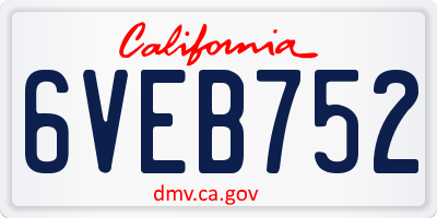CA license plate 6VEB752