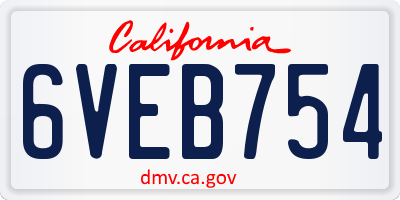 CA license plate 6VEB754