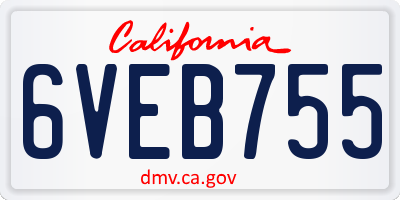 CA license plate 6VEB755