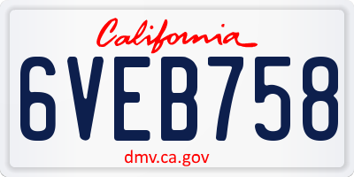 CA license plate 6VEB758