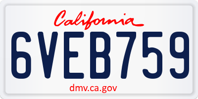 CA license plate 6VEB759