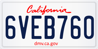 CA license plate 6VEB760