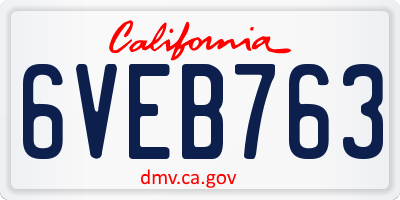 CA license plate 6VEB763